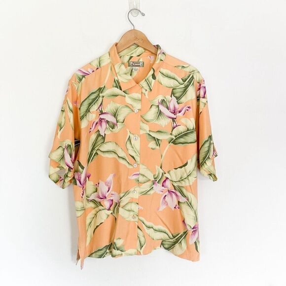 Tommy Bahama Women’s Vintage Fuzzy Peach Silk Tropical Floral Print Wrap Skirt B - Picture 1 of 14